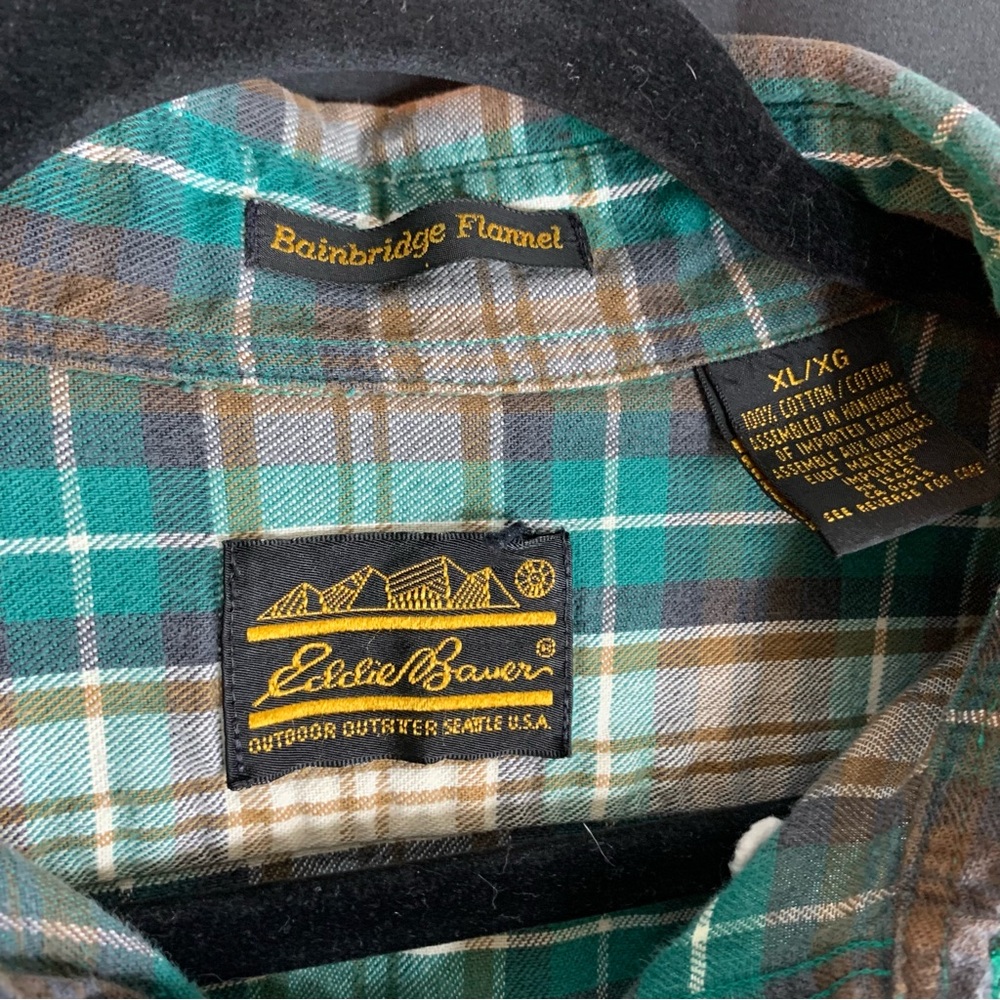 Eddie Bauer Cotton Bainbridge Flannel Men’s Button Up Long Sleeve, size XL - Picture 2 of 10
